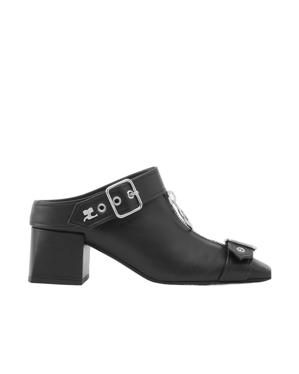 Courreges Black Gogo 55Mm Leather Mules
