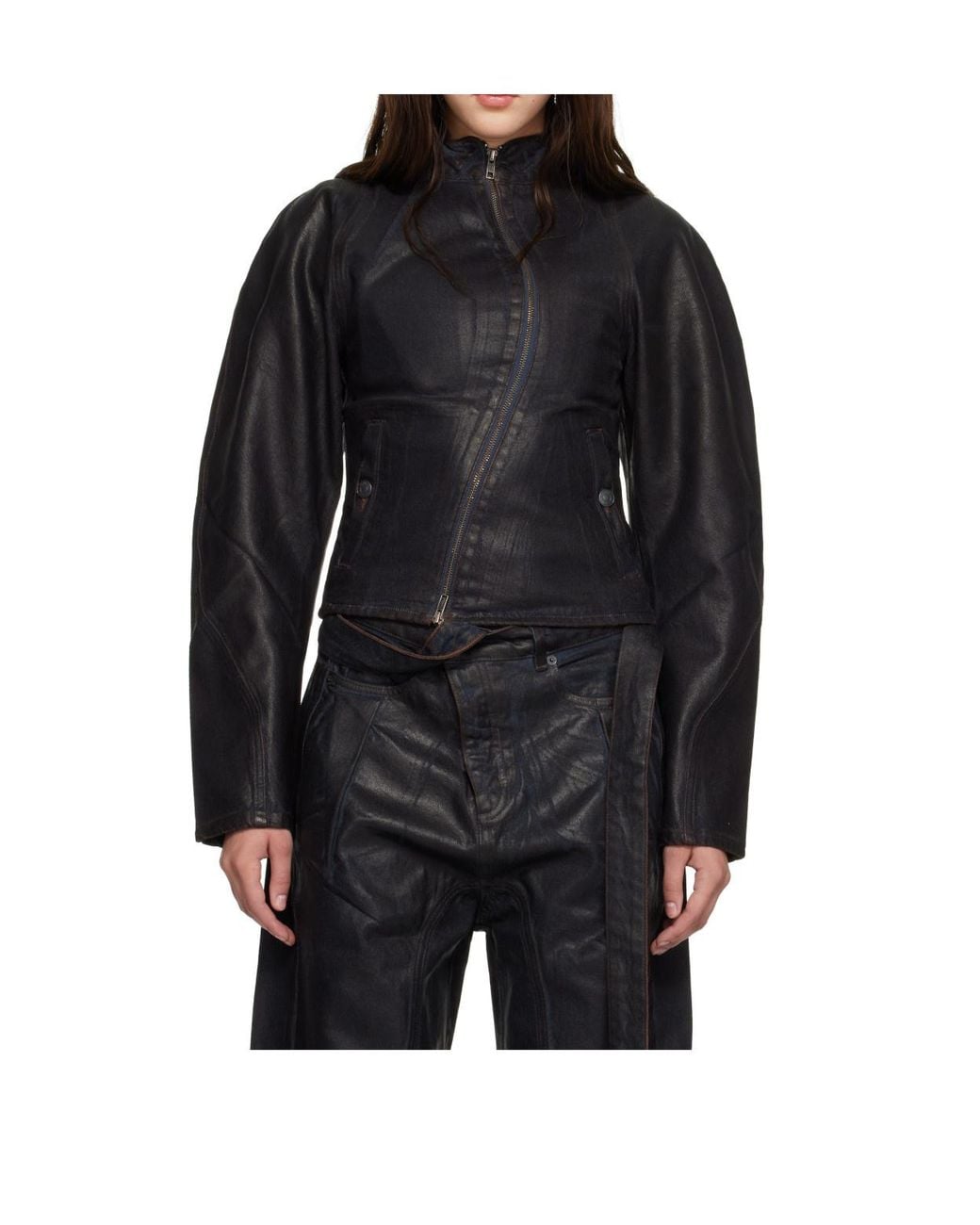 OTTOLINGER Black Stand-Up Collar Denim Jacket