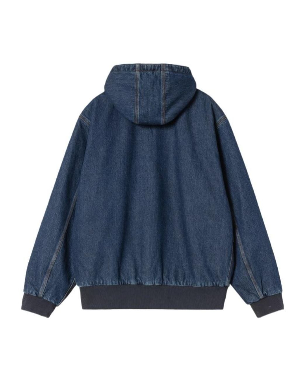 Carhartt Blue Logo Label Zipped Denim Jacket for men