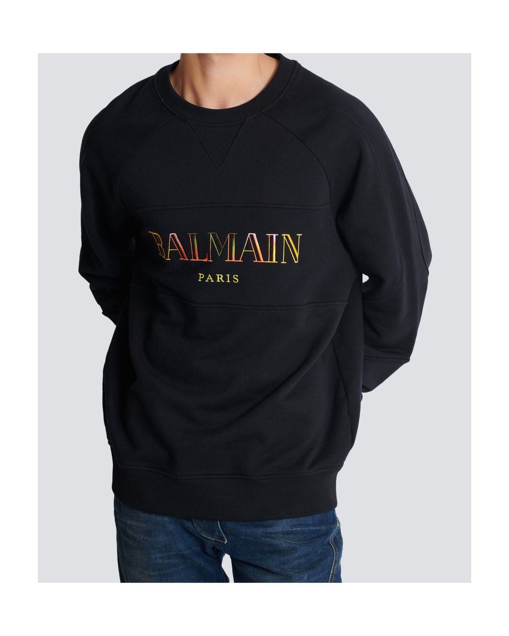Balmain Blue Cotton Logo Sweatshirt for men