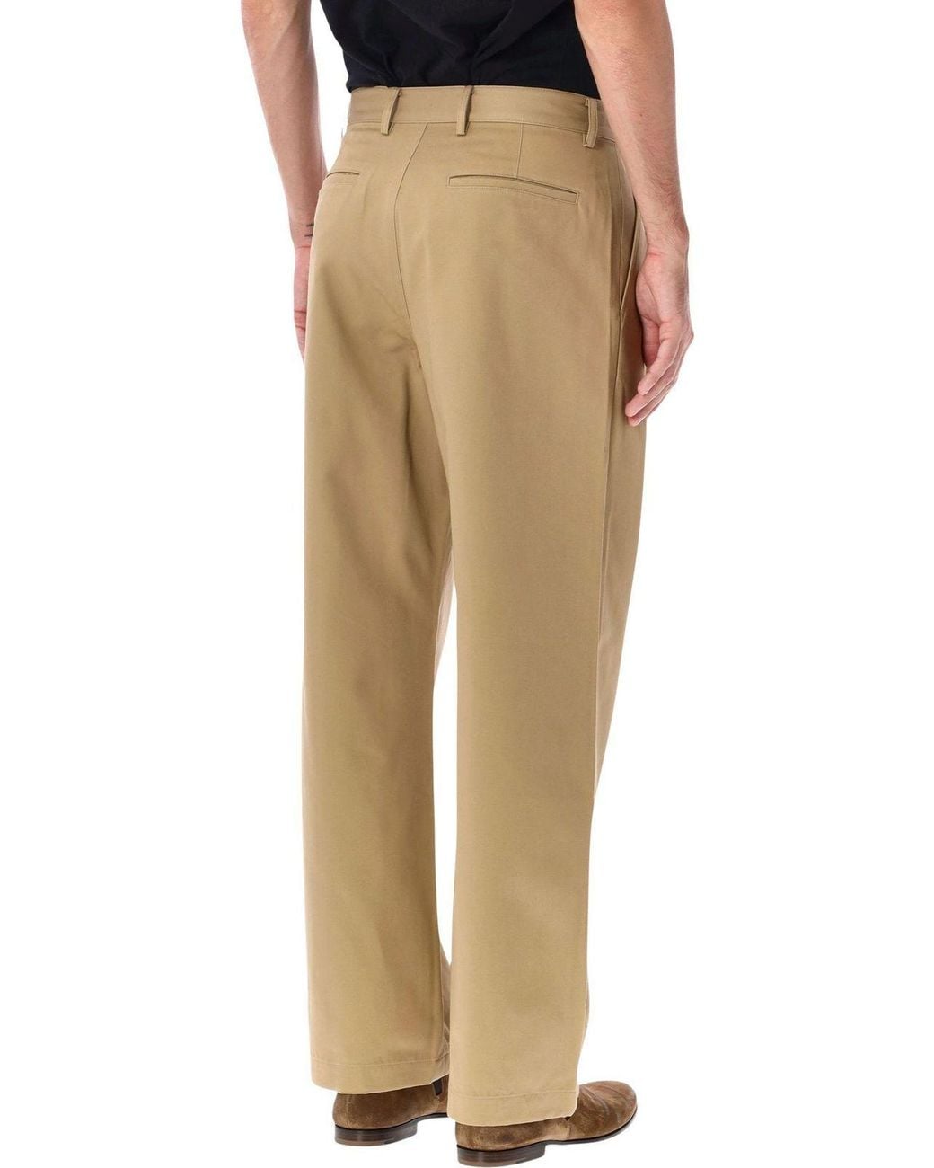 TONYWACK Natural Pleated Wide-Leg Chino Pants for men