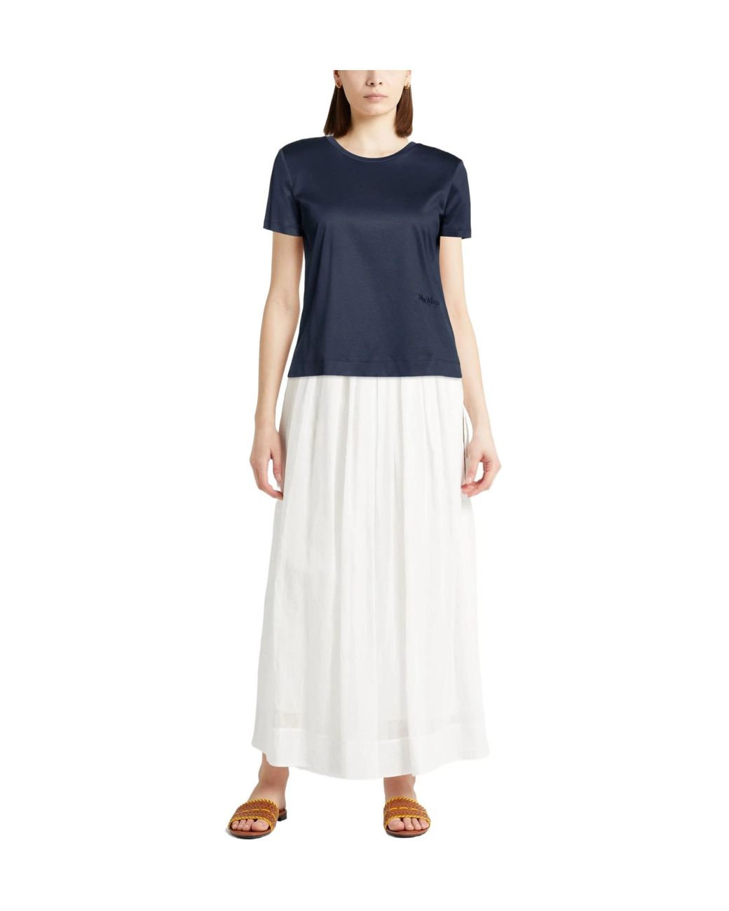 Max Mara Blue Solid Color Basic T-Shirts