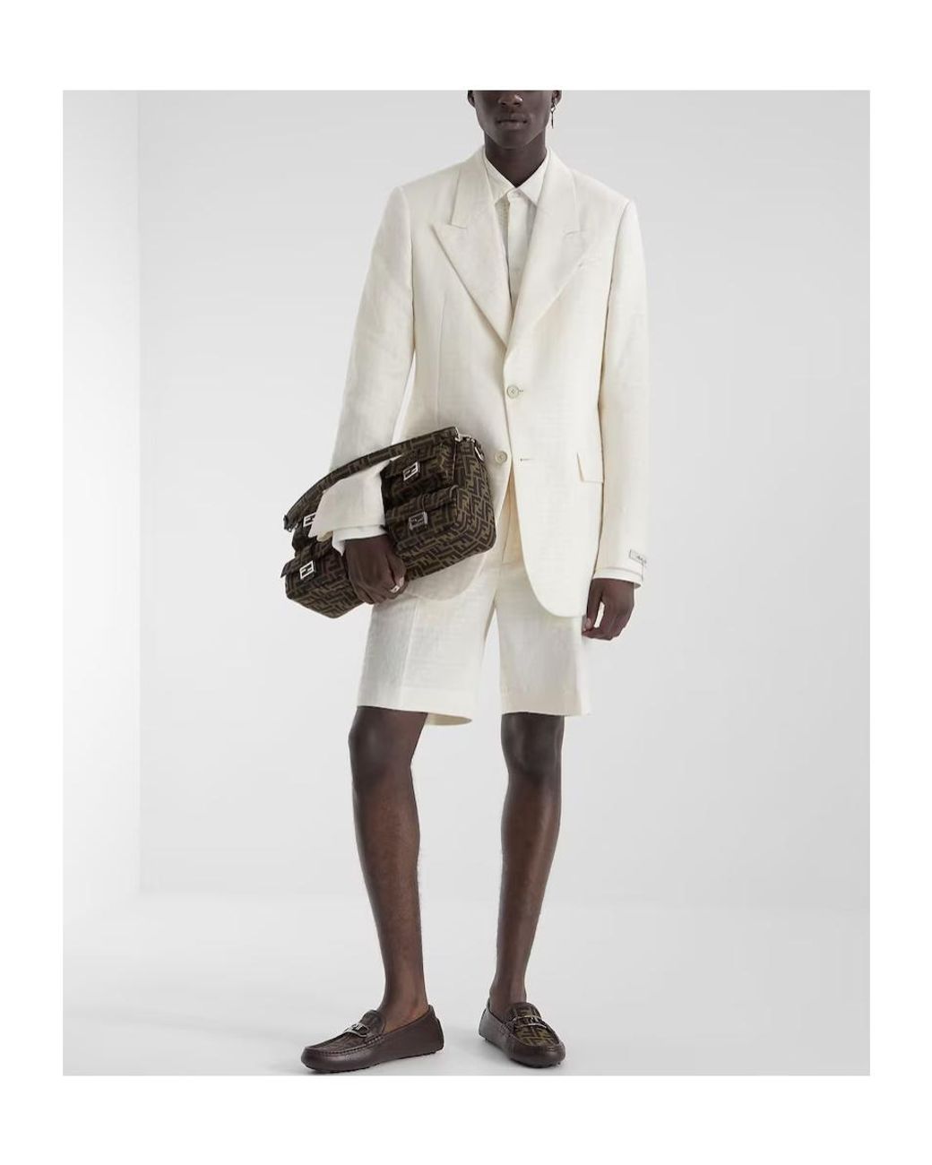 Fendi White Ff Jacquard Bermuda Shorts for men