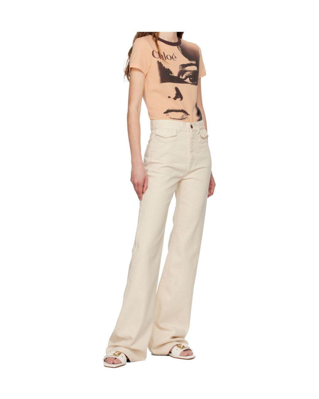 Chloé White Chloé High-Waisted Flared Jeans