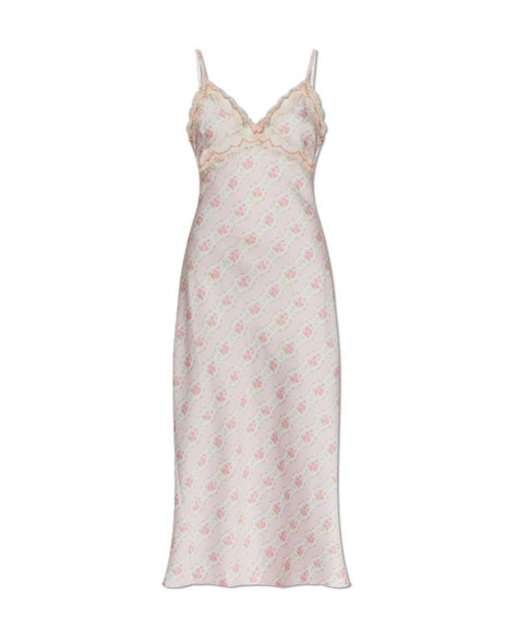 LoveShackFancy Multicolor Idris Lace-Trim Slip Dress