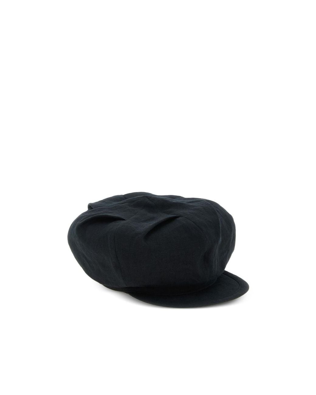 Yohji Yamamoto Black Tuck Casquette Linen Cap for men