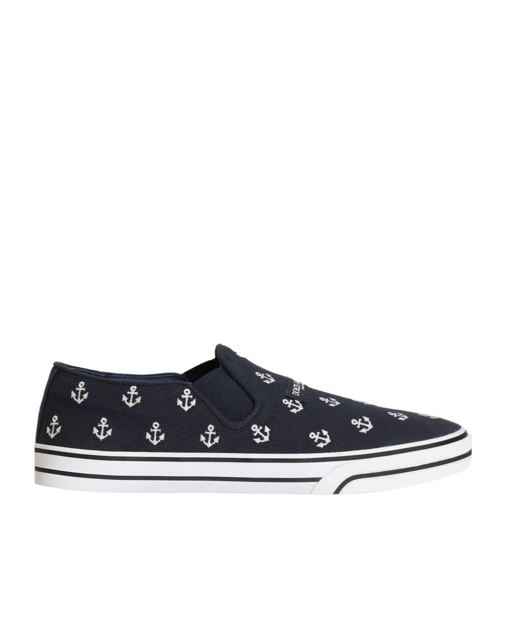 Dolce & Gabbana Blue Anchor Print Slip-Ons for men