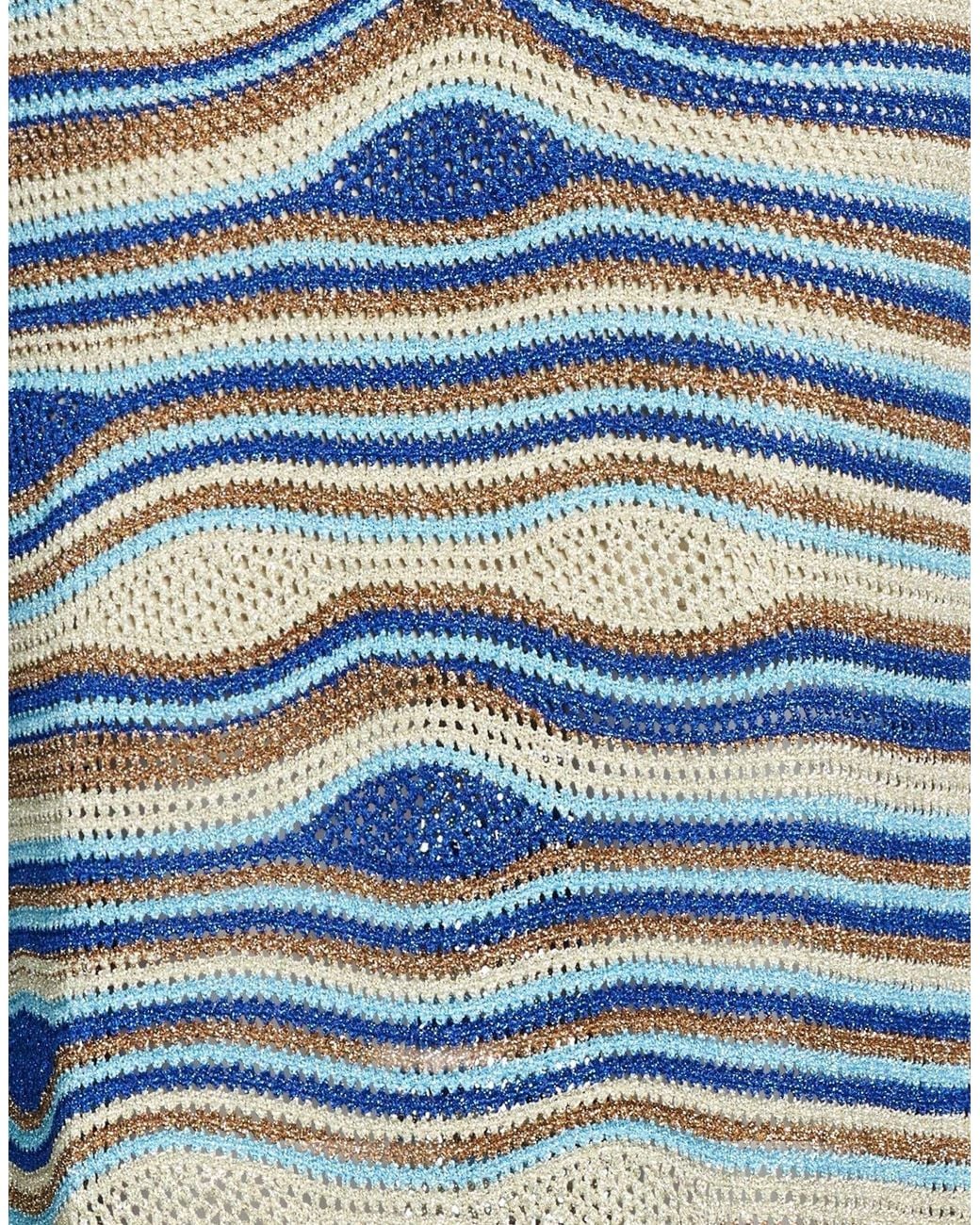 Farm Rio Blue Striped Metal-Panel A-Line Midi Skirt