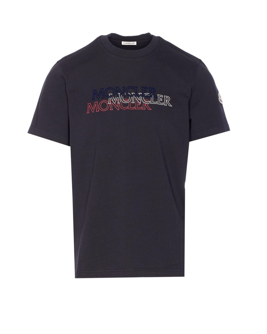 Moncler Blue Logo Printed Crewneck T-Shirt for men