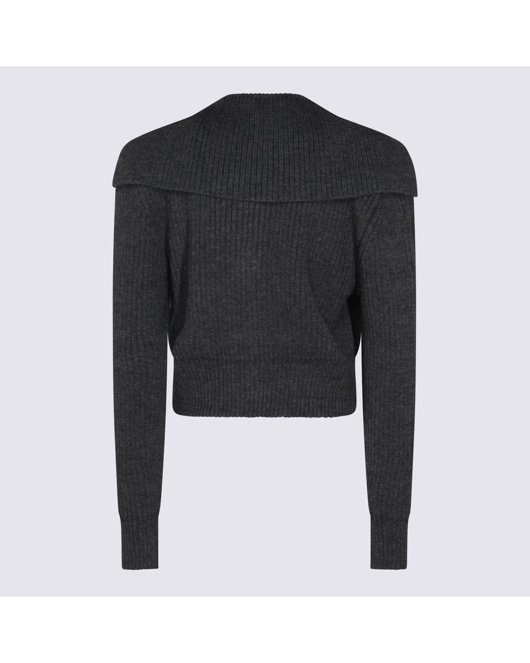 Givenchy Gray Maxi Stand-Up Collar Knitted Jacket