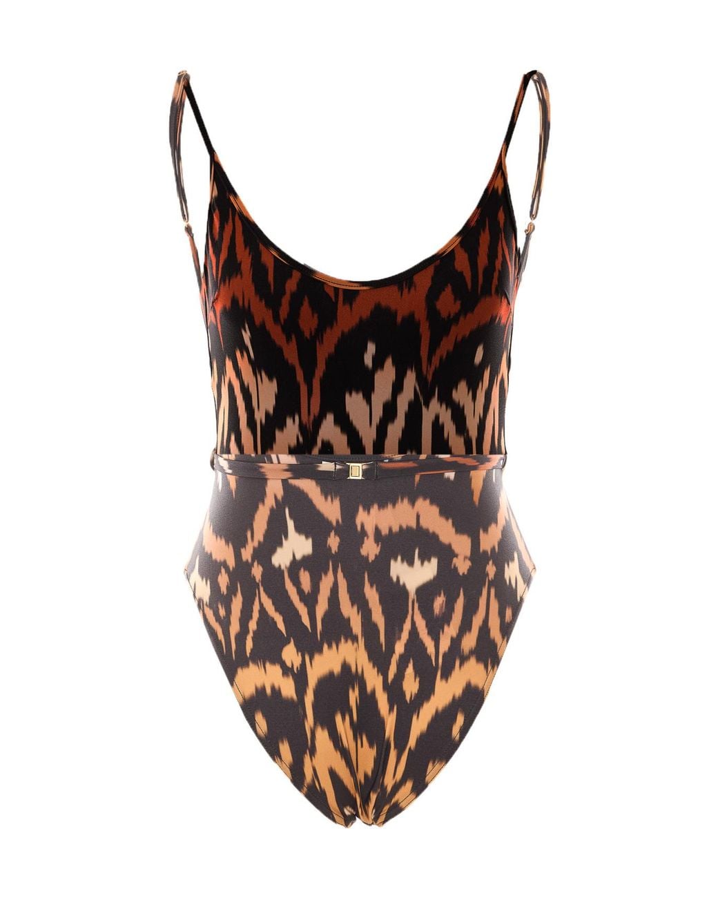Zimmermann Brown Aster Belted One-Piece Swimsuit