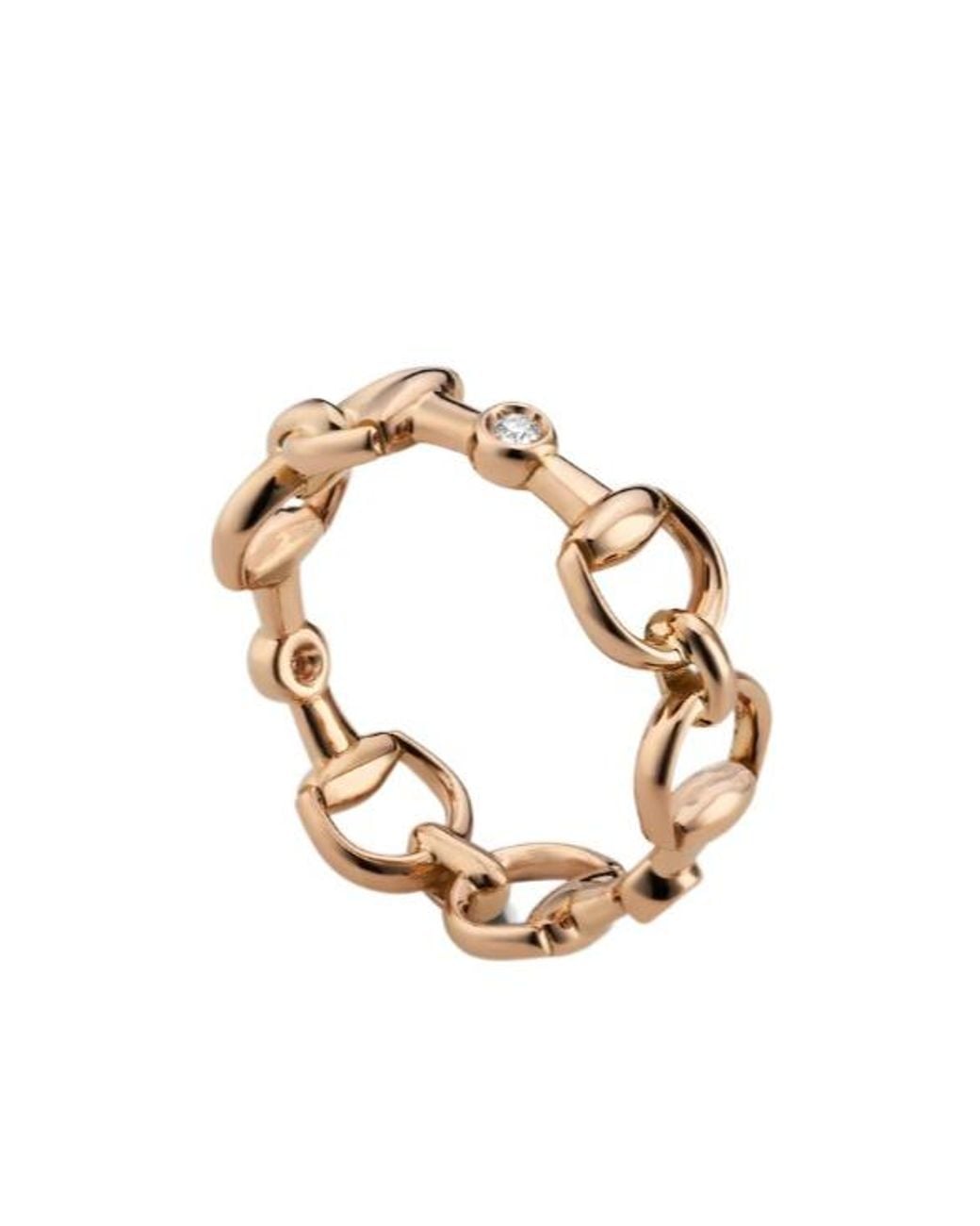 Gucci Metallic Horsebit Diamond 18K Ring