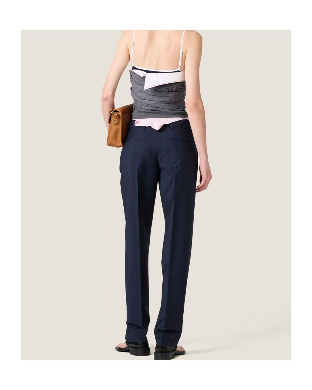Miu Miu Blue Tailored Straight-Leg Pants