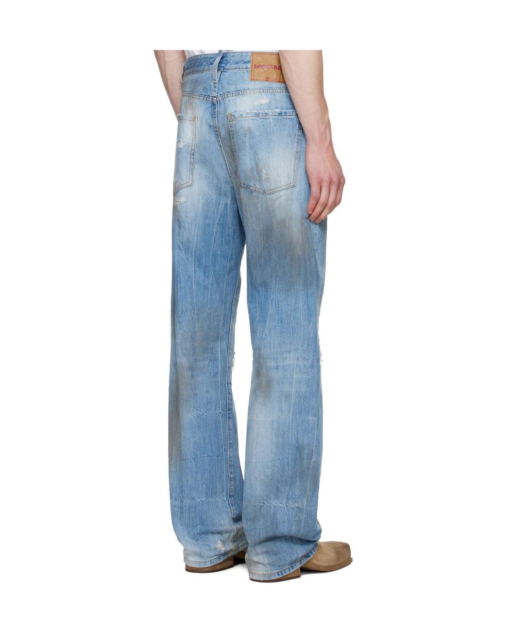DSquared² Blue Light Dirty Wash Loose Twist Jeans for men
