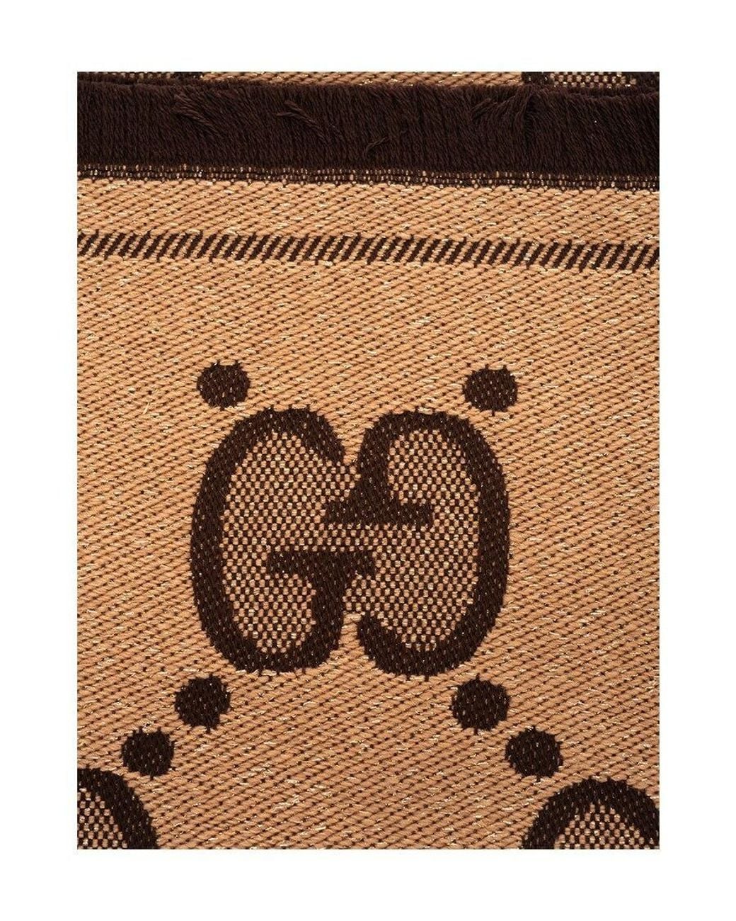 Gucci Brown Gg Jacquard Scarf