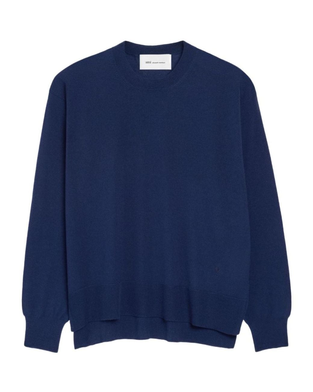 AMI Blue Round-Neck Knitwear for men