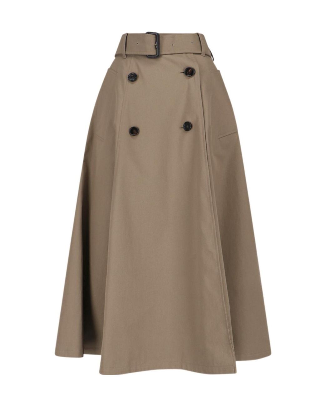 Burberry Brown Gabardine Trench Midi Skirt