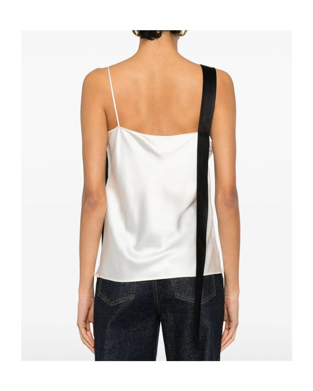 Tom Ford White Color-Blocked Off-Shoulder Tank Top