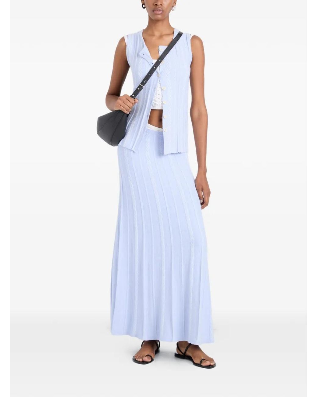 Proenza Schouler Blue Morena Textured Knit Maxi Skirt