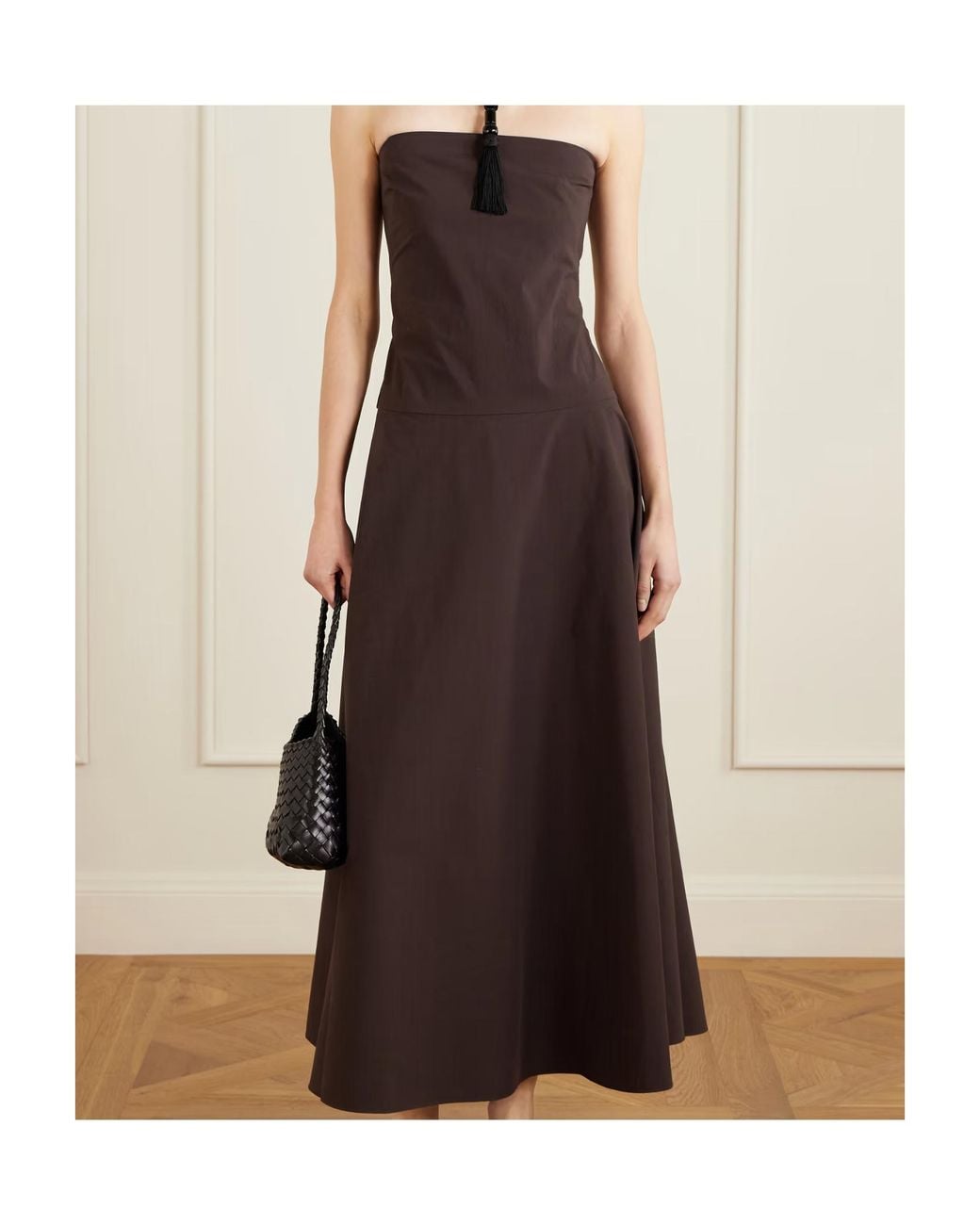 St. Agni Purple Strapless Cotton-Blend Midi Dress