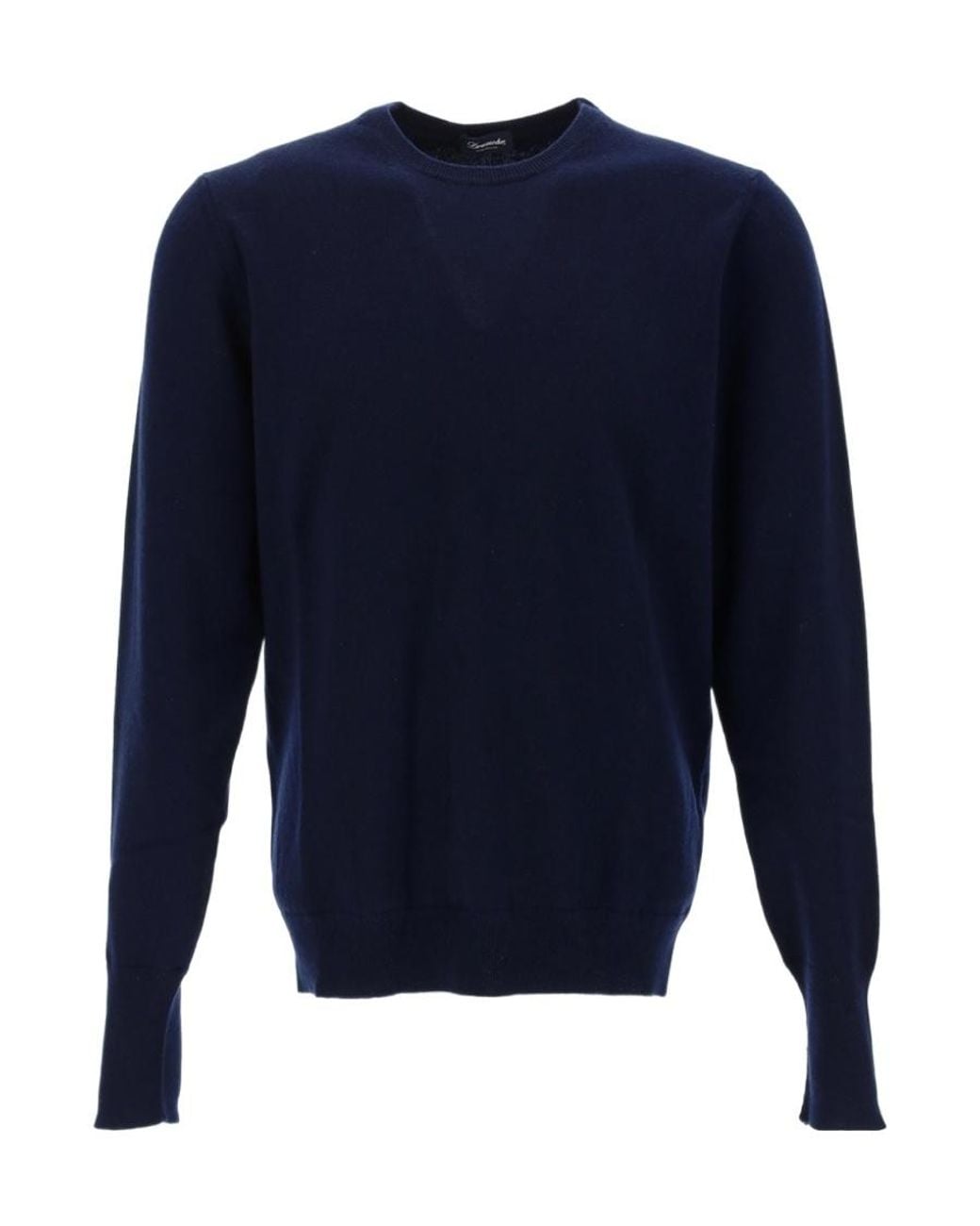 Drumohr Blue Cashmere Crew Neck Sweater for men
