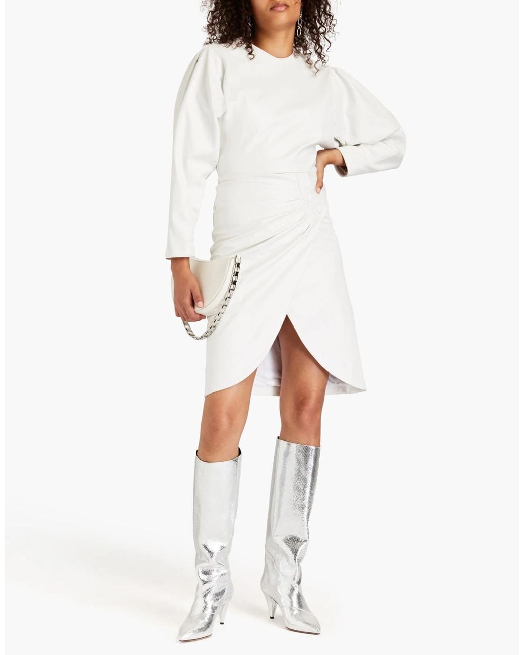 Isabel Marant White Minimalist Slimfit Leather Skirt