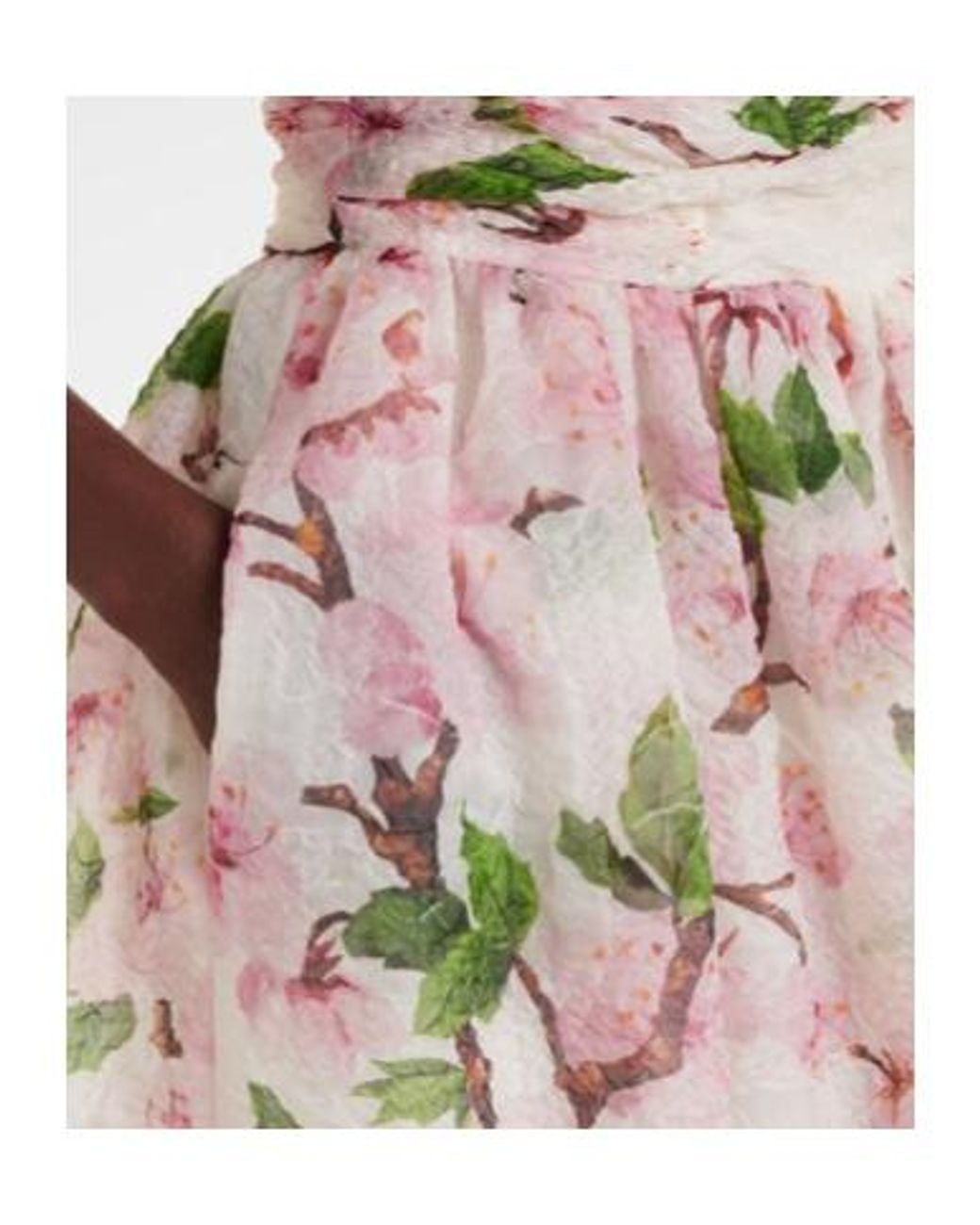 Oscar de la Renta Natural Floral Silk-Blend Organza Bustier Dress