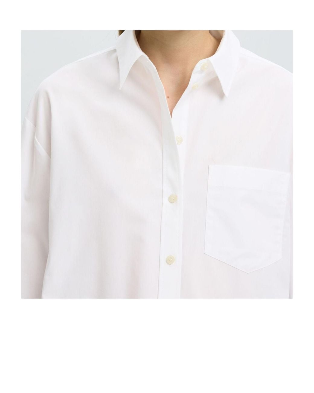 SELECTED White Chest-Pocket Shirt