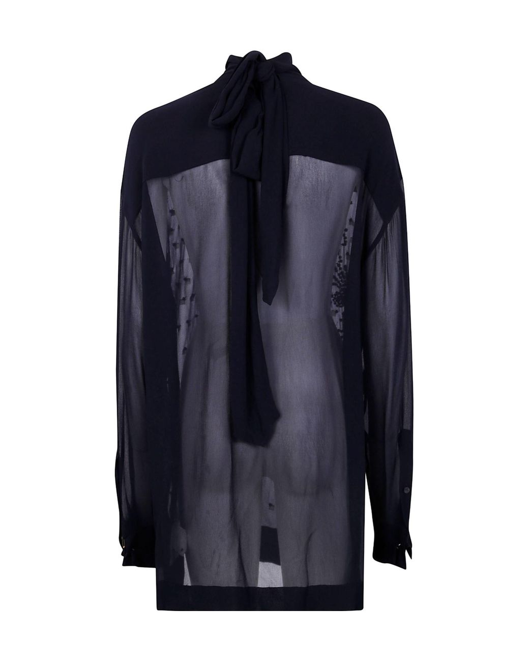 Dries Van Noten Blue High Neck Embellished Blouse