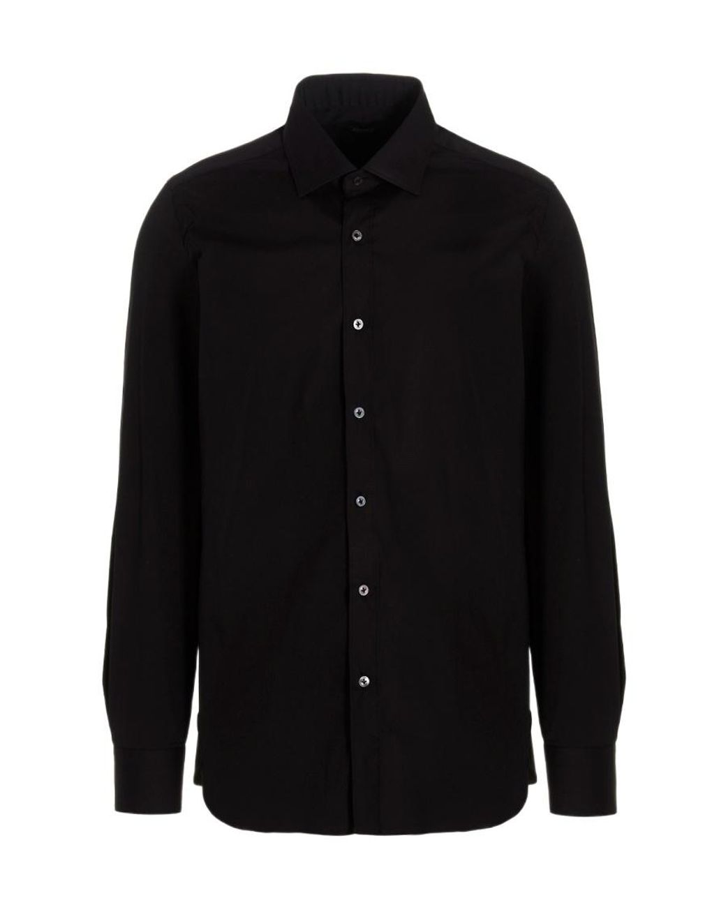 Barba Napoli Black Lapel Long-Sleeved Shirt for men