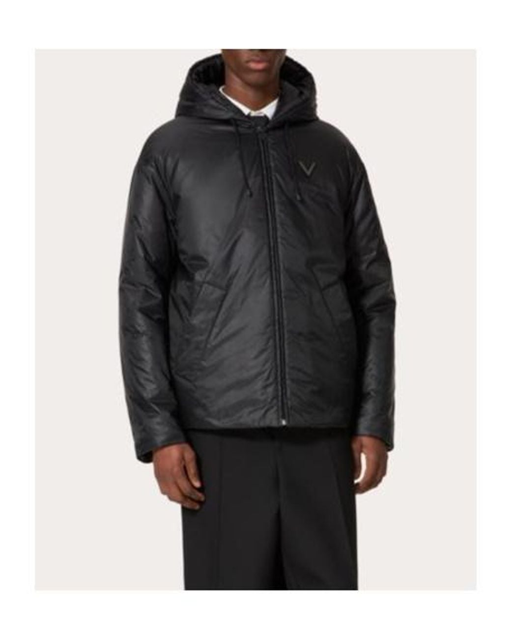 Valentino Black Zip-Up Drawstring Padded Coat for men