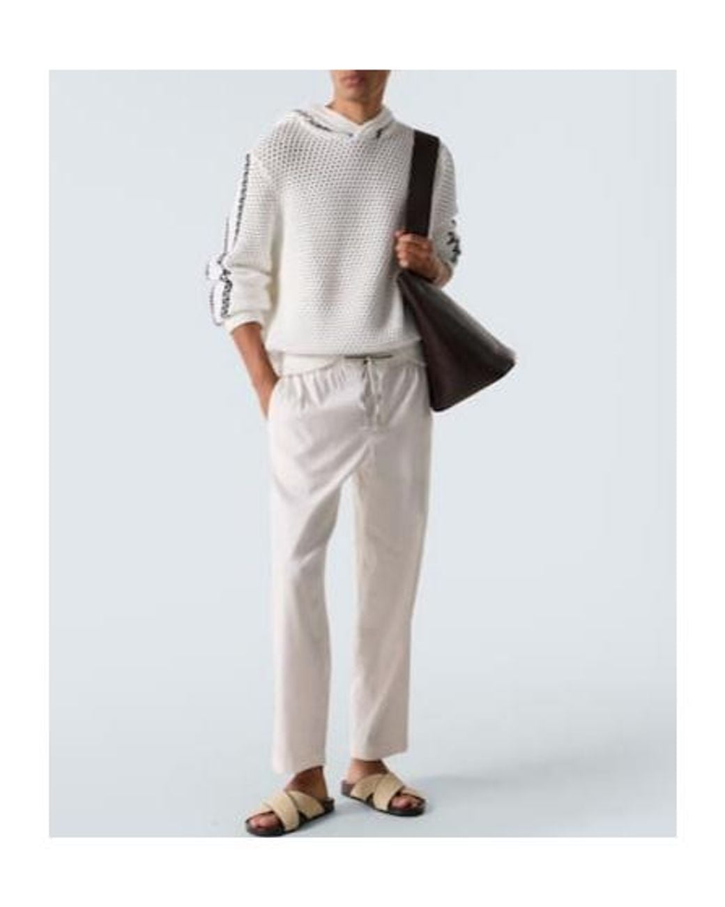 Orlebar Brown White Cotton-Blend Striped Hoodie for men
