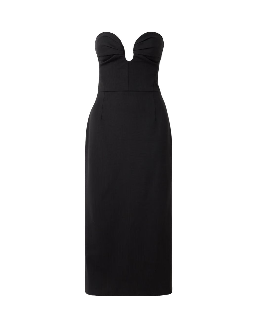 Carolina Herrera Black Pleated Wool Blend Dress