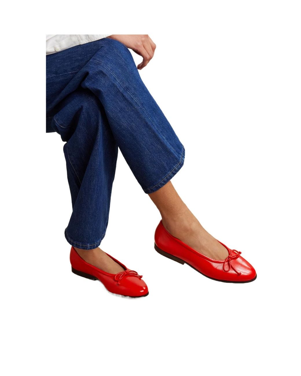 Loeffler Randall Red Bow-Detailed Patent-Leather Ballet Flats