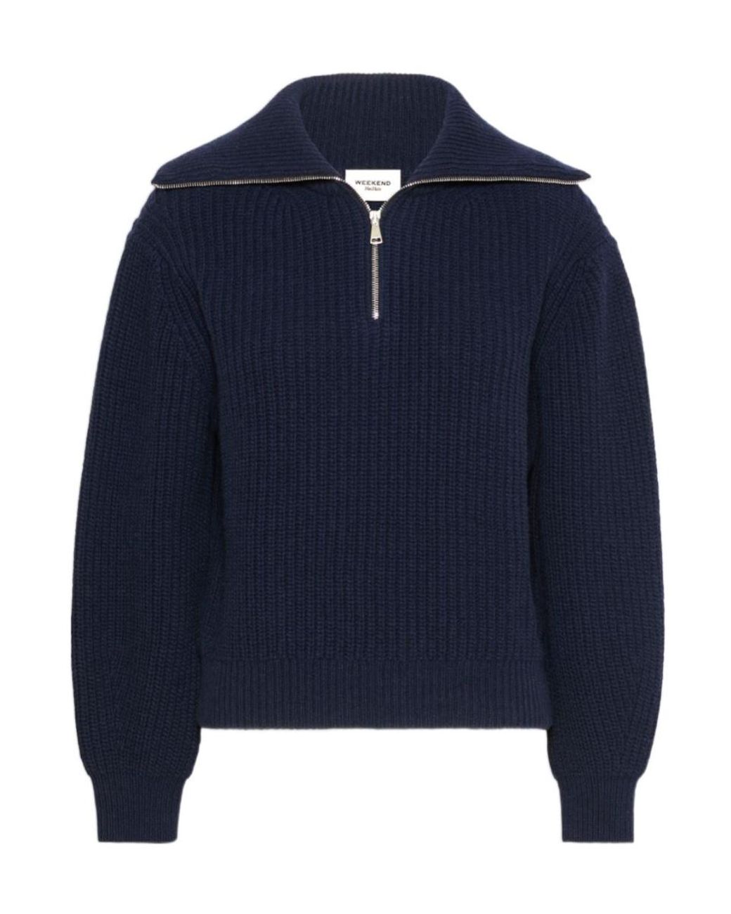 Weekend by Maxmara Blue Wkdlaser Front Zipped Knitted Jumper