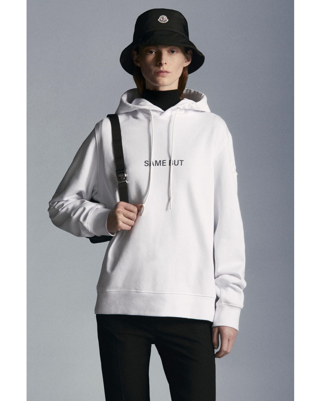 Moncler Gray Slogan-Print Hoodie
