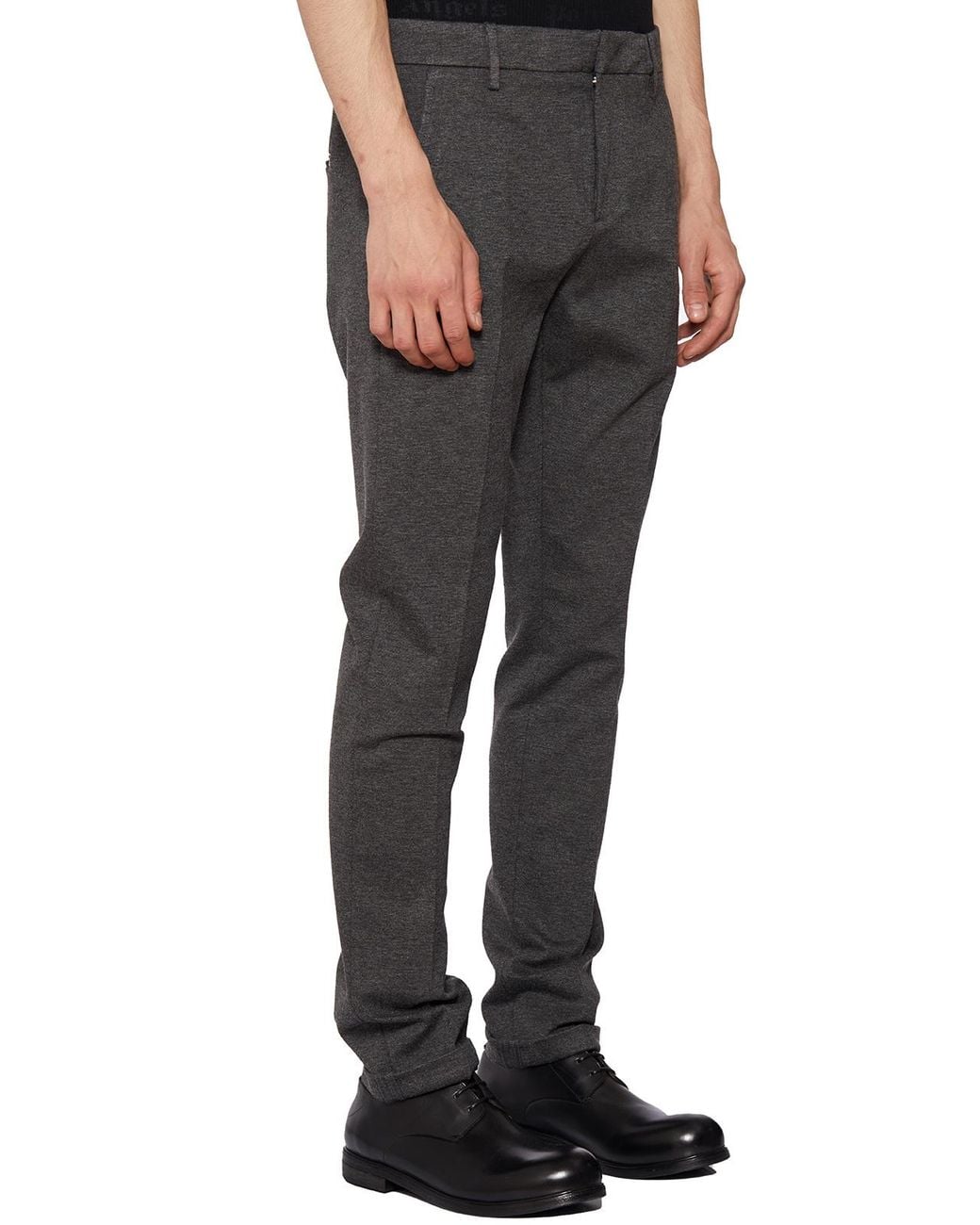 Dondup Gray Pleated Zip-Detail Casual Trousers for men
