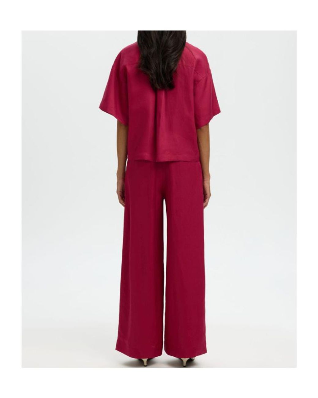 SELECTED Red Boxy Short-Sleeve Shirt