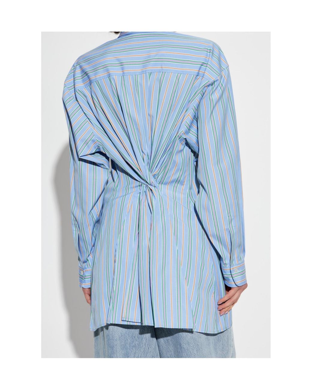 Etro Blue Knot Detailed Striped Poplin Shirt