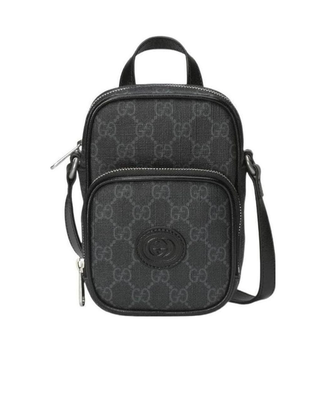 Gucci Black Logo-Patch Zip-Fastening Backpack for men