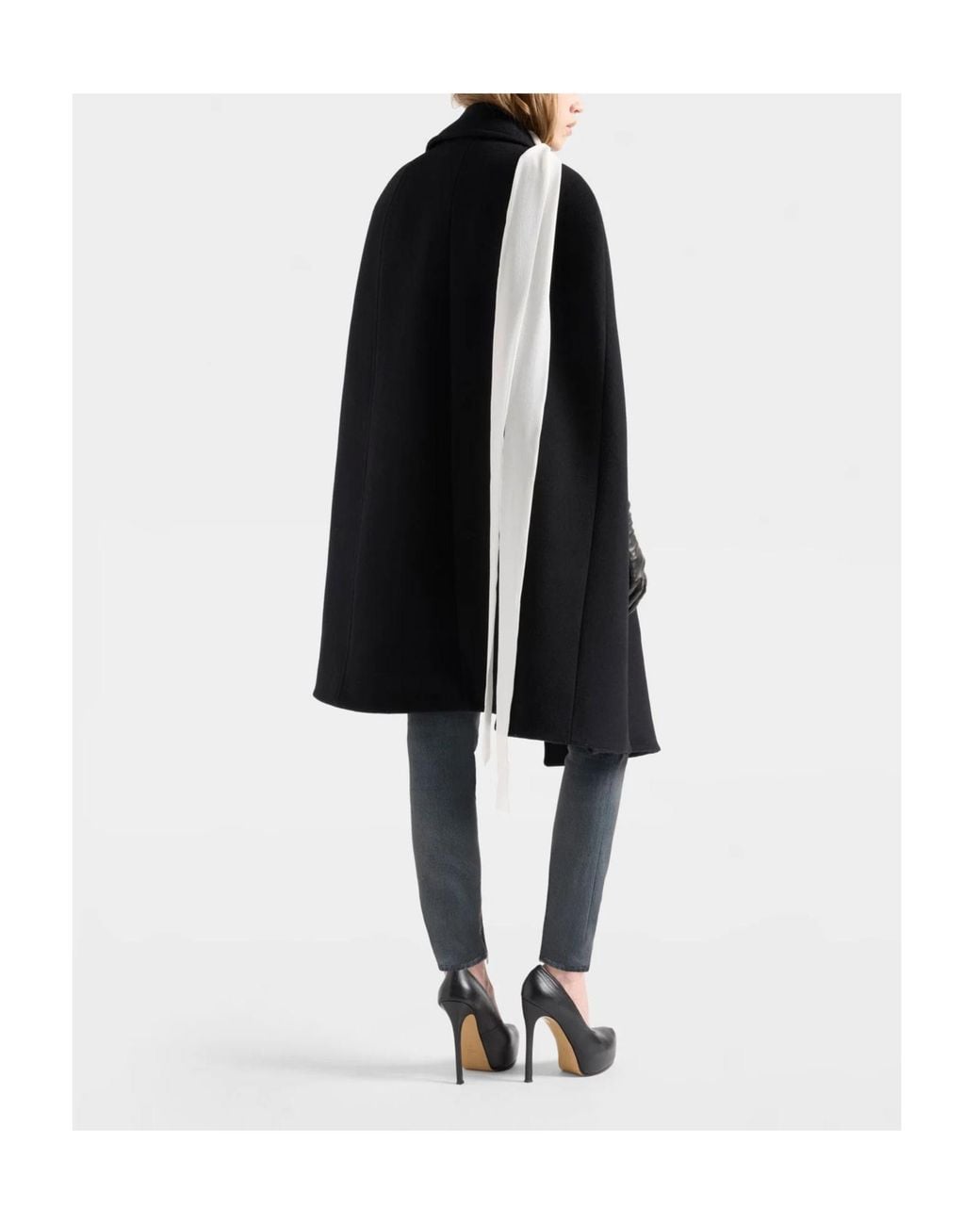 7 For All Mankind Black Double-Breasted Wool Cape