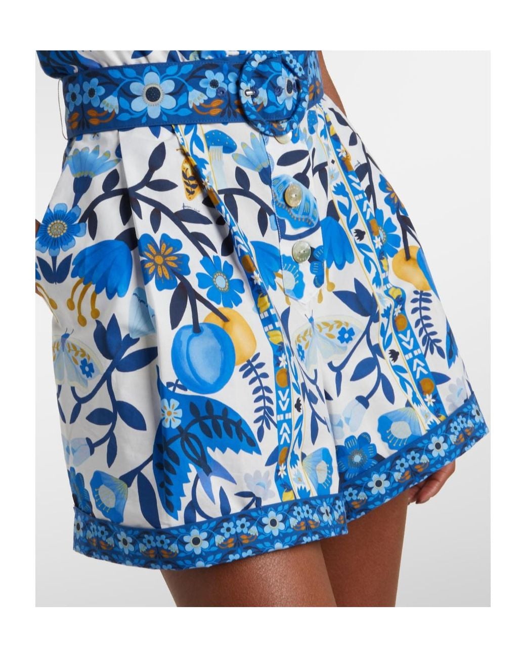 Farm Rio Blue Printed Cotton Jumpsuit