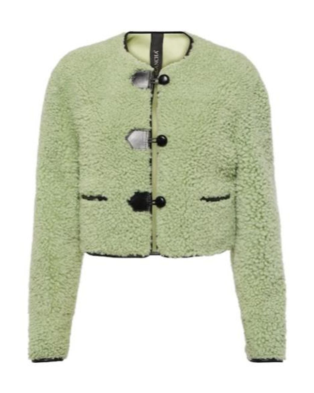 Blancha Green Leather-Trimmed Shearling Jacket