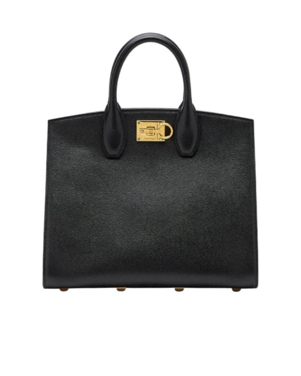 Ferragamo Black Ferragamo Studio Box Medium Top Handle Bag