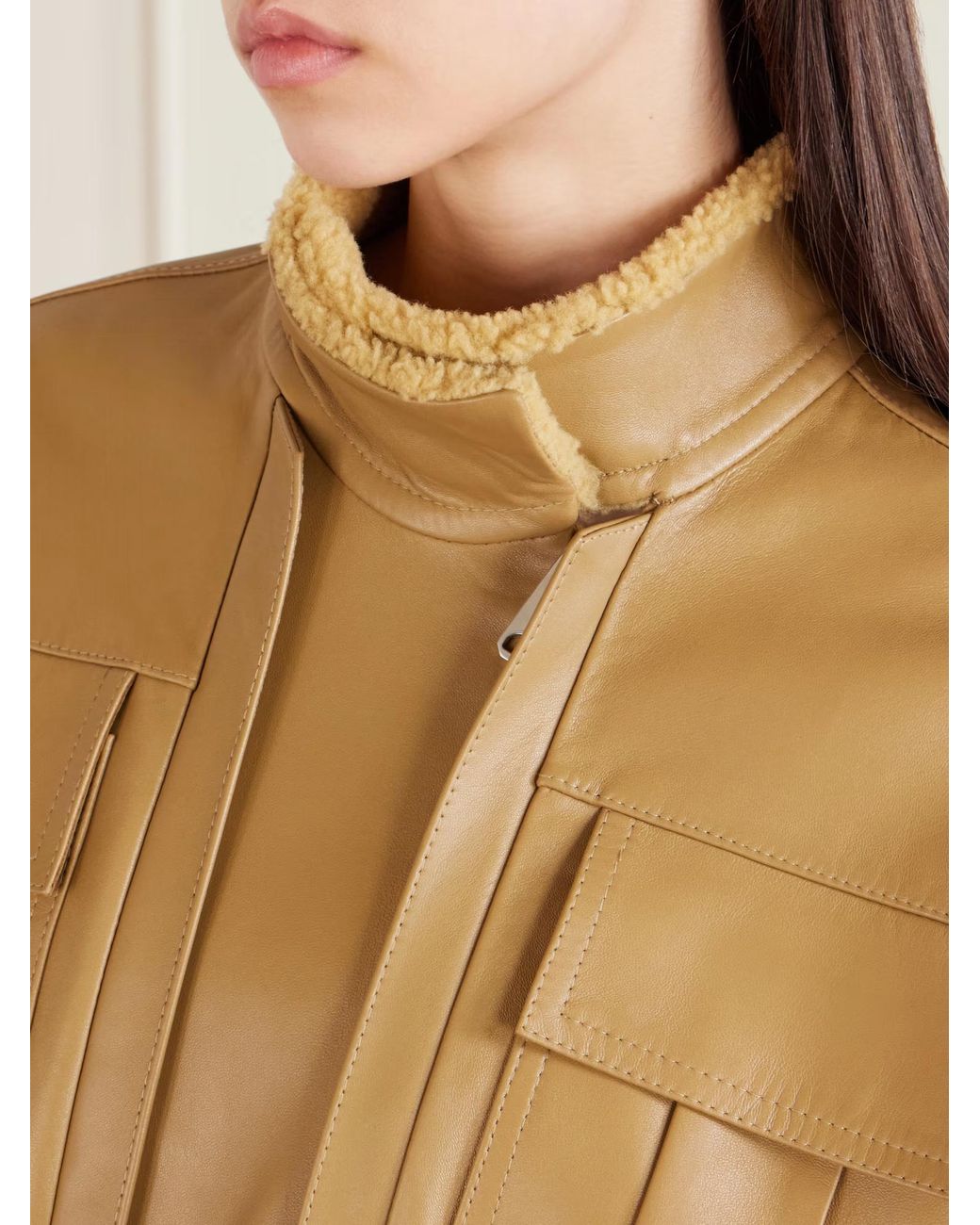 Khaite Brown Malone Pilot Leather Jacket