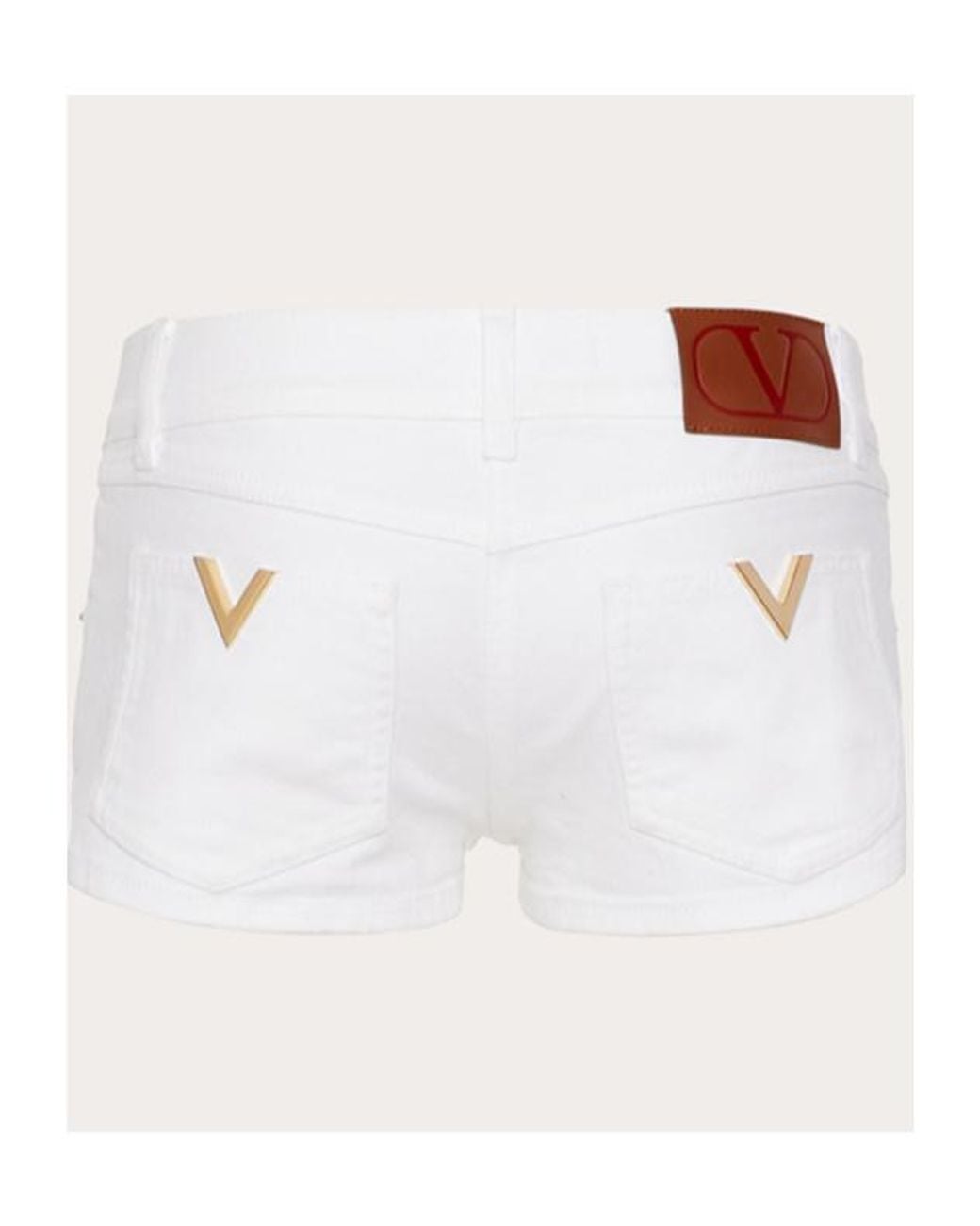 Valentino White Denim Shorts With Belt Loops