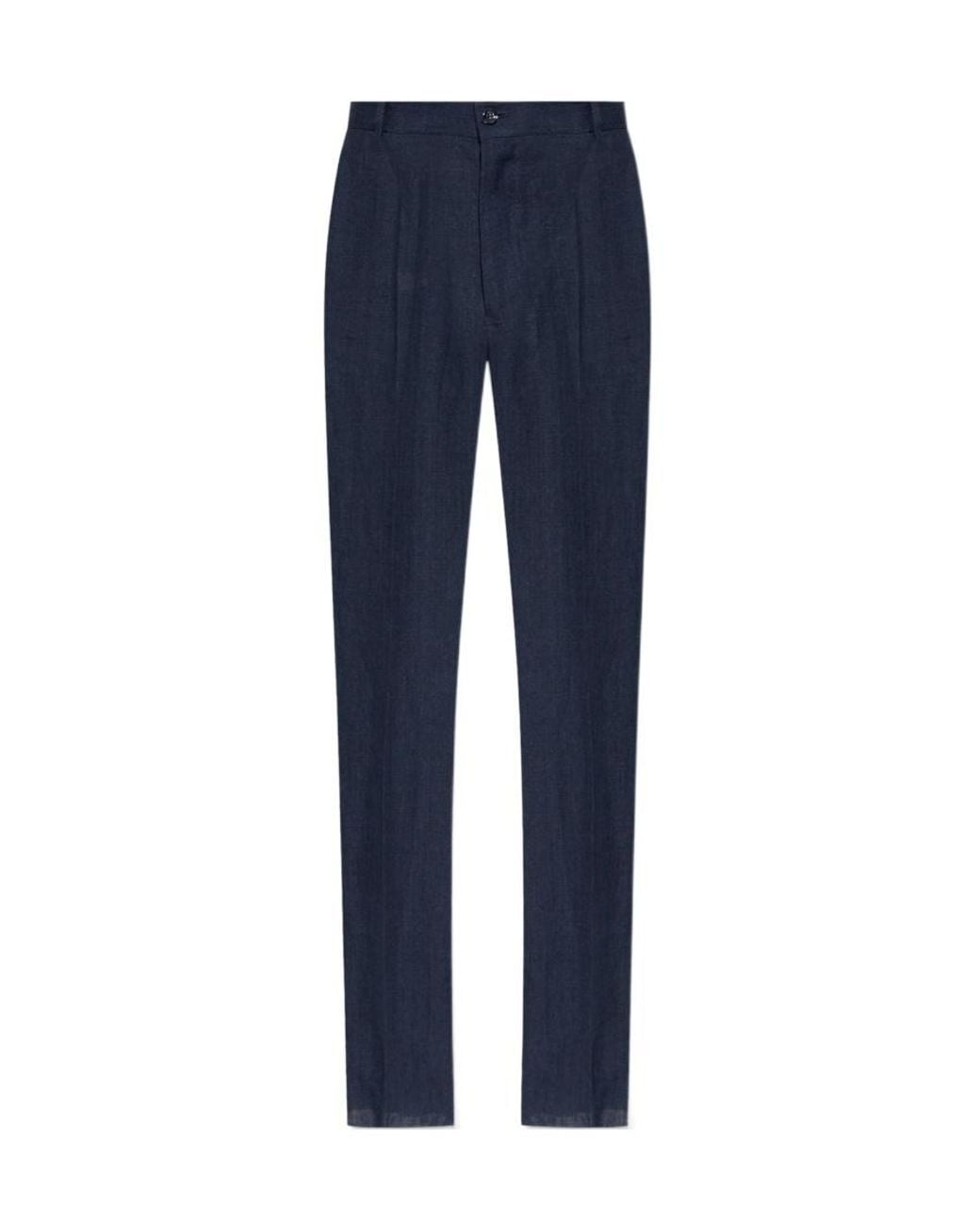 Dolce & Gabbana Blue Sicilia Straight Leg Tailored Pants for men
