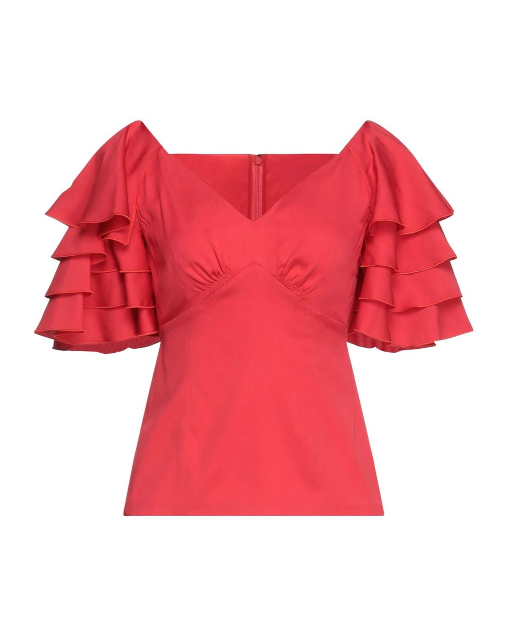 Dolce & Gabbana Red Ruched Short-Sleeve Top