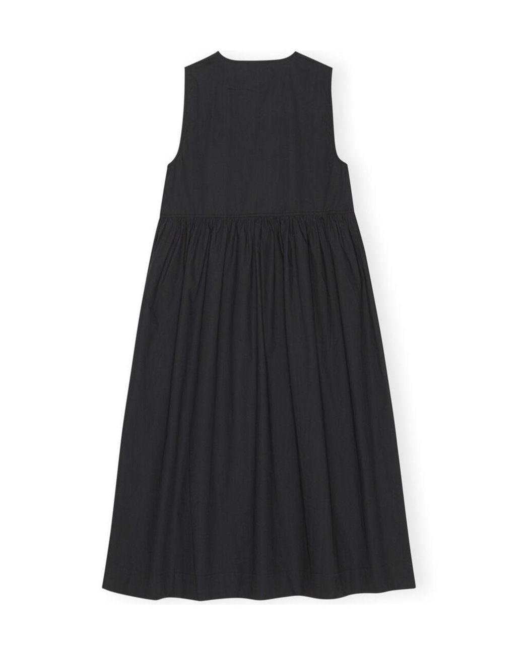 Ganni Black A-Line Poplin Midi Dress