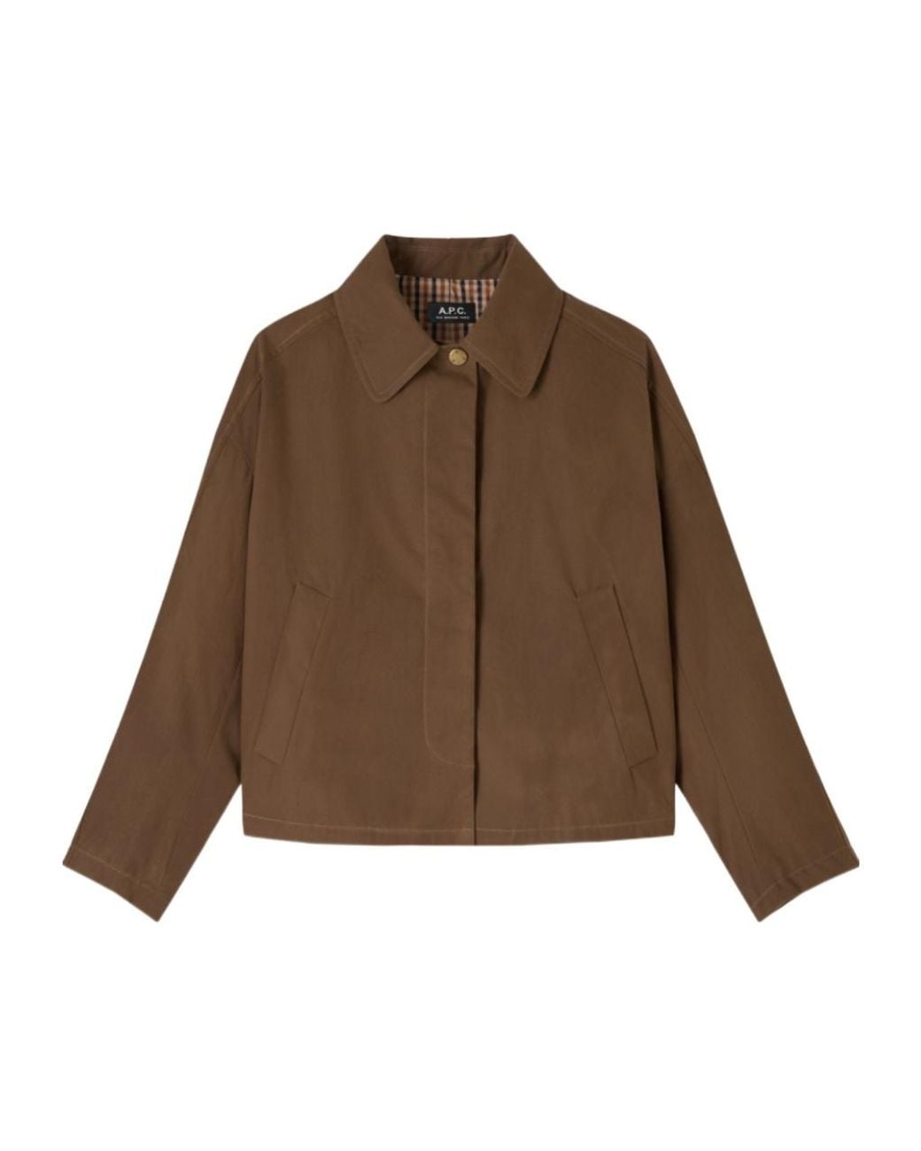 A.P.C. Brown Becca Checked-Lining Jacket